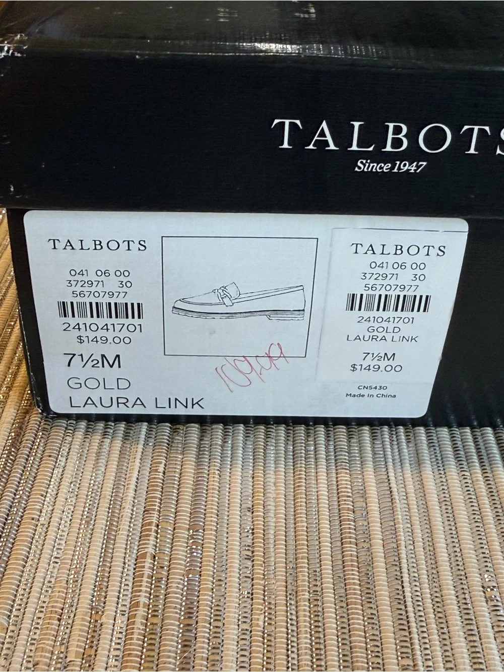 NEW Talbots LAURA LINK LEATHER LOAFERS - METALLIC Gold, Size 7.5